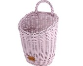 Wiklibox wicker wall basket in LIGHT PINK color. Ecological paint. Polish products.