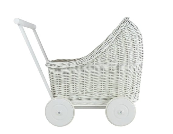 Wiklibox natural wicker /& beech wood doll/'s pram in GRAY color Baby walker
