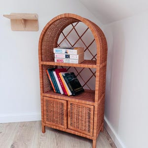 WikliBOX Wicker Cabinet with Doors, Boho Rattan Storage Cabinet, Handmade Wicker Cupboard, Vintage Sideboard, Nursery or Bedroom Furniture