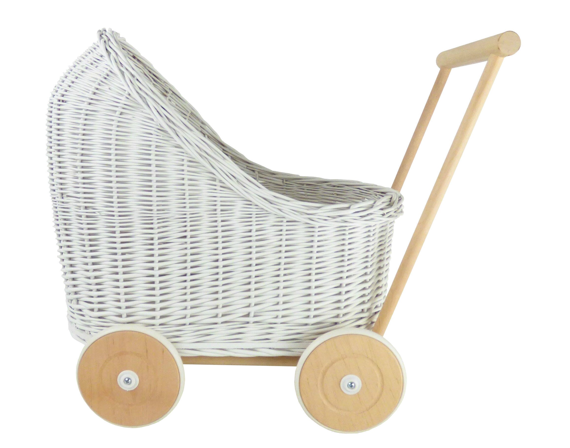 white wicker dolls pram