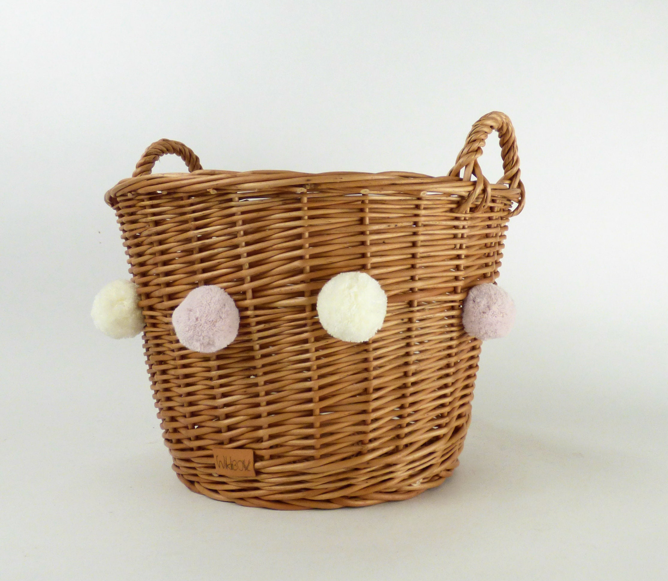 Wiklibox Wicker Toys Basket in NATURAL Color With 6 Pompoms Etsy