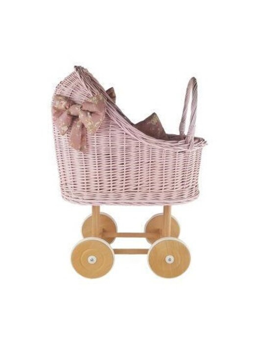 pink wicker pram