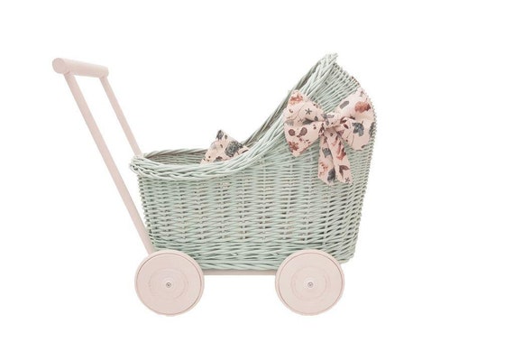 green dolls pram