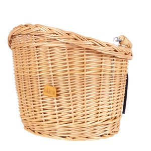 Koszyk rowerowy wiklinowy Wiklibox w kolorze NATURAL montowany na hakach. Na kierownicę. Niemalowany! Produkt polski