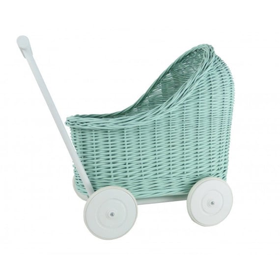 green dolls pram