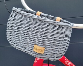Wiklibox Wicker Bike Basket for Kids DUMPY in GRAY Color Mounted on Belts Etsy
