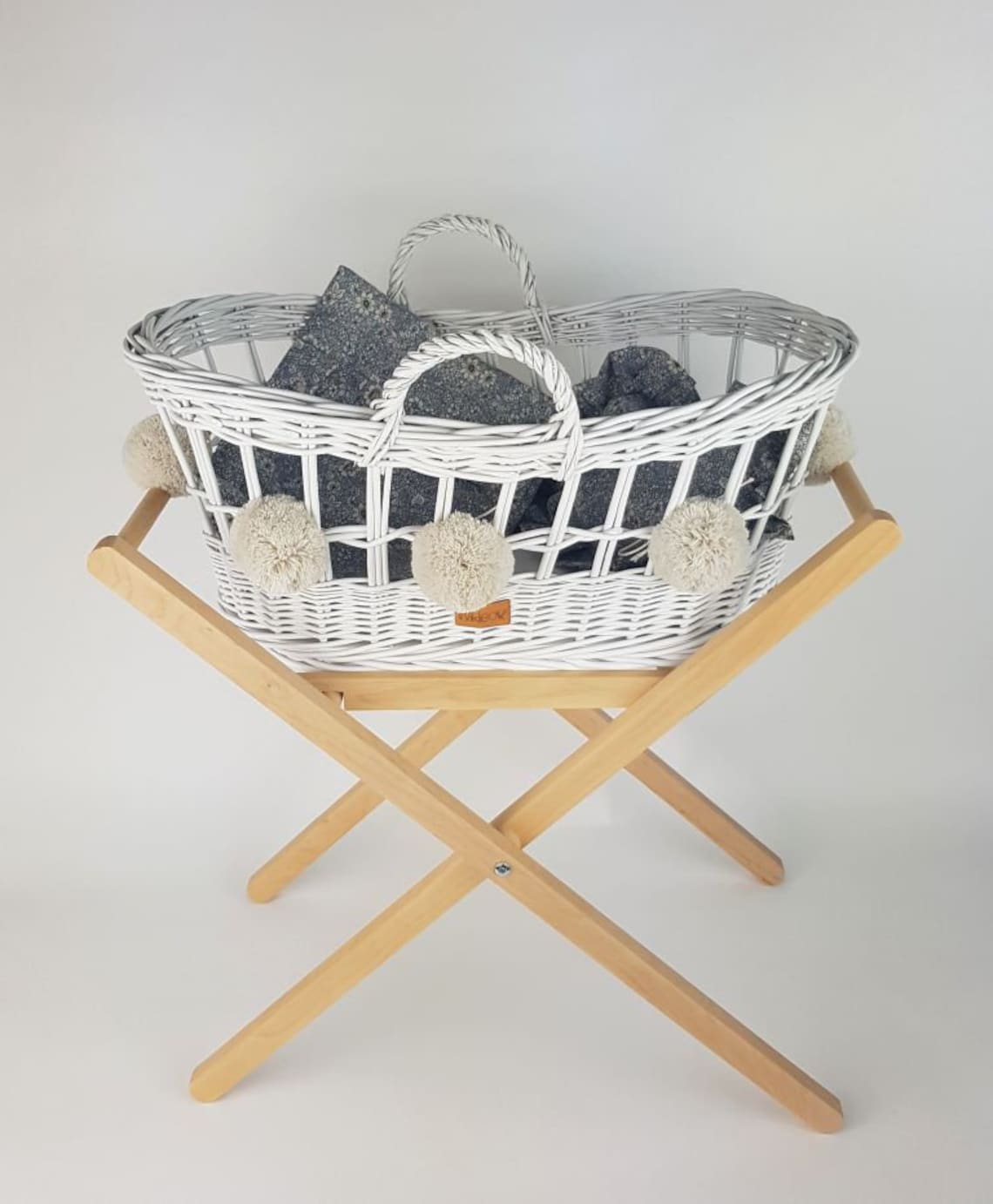 Wiklibox Wicker Doll's Moses Basket in WHITE Color With Etsy