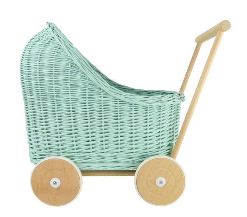 green dolls pram