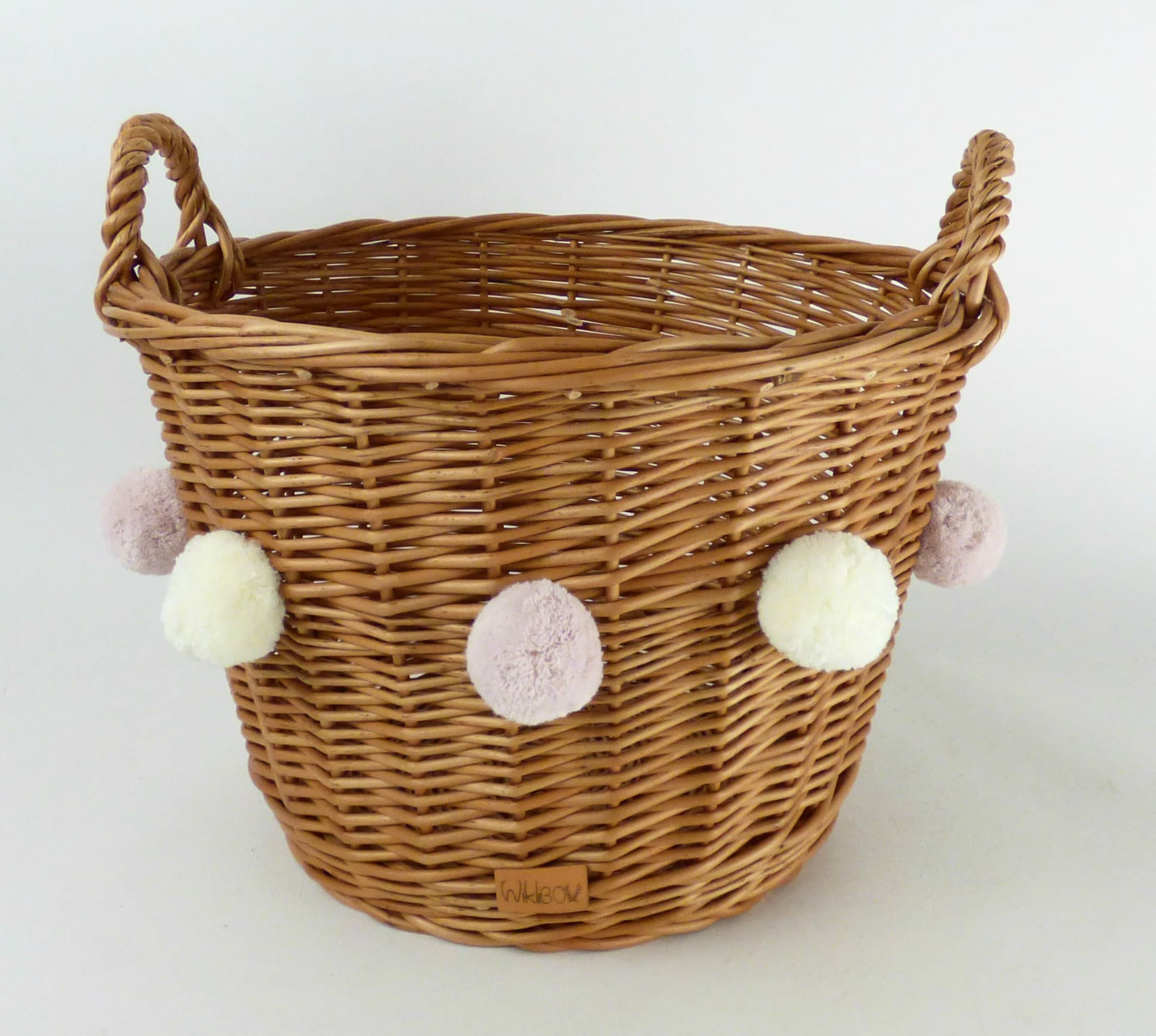 Wiklibox Wicker Toys Basket in NATURAL Color With 6 Pompoms Etsy