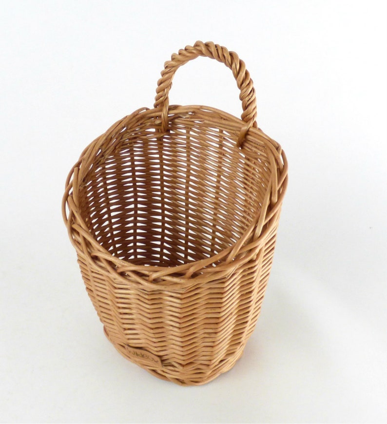 Wiklibox wicker wall basket in NATURAL color. Unpainted Etsy