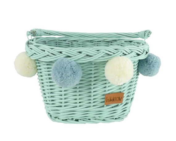 white wicker bicycle basket