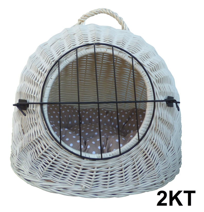 Wiklibox handmade wicker cat or dog carrier in ECRU color with Etsy