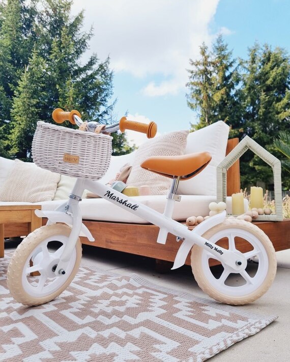 Wiklibox Wicker Bike Basket for Kids MINI DUMPY in WHITE Color Mounted on Belts. Balance Bike Basket. Scooter Basket Etsy Australia