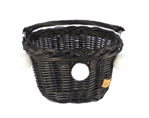 black wicker bike basket