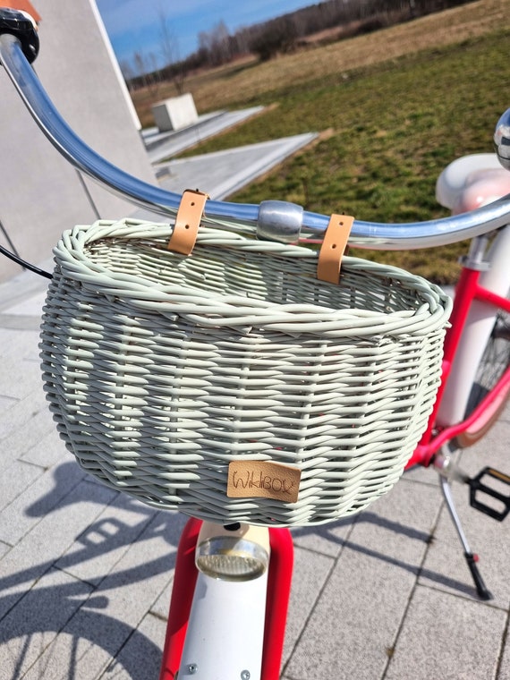 bolso y cesta de mimbre natural para bicicleta de niños