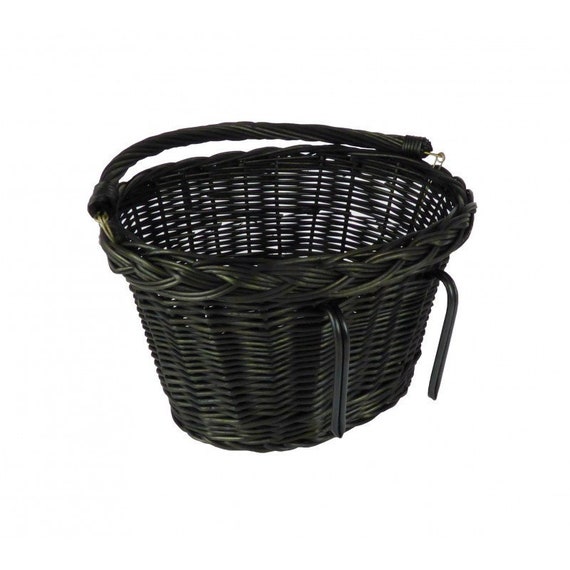 black wicker bike basket