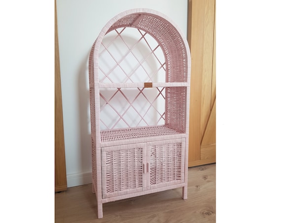 Wiklibox wicker cabinet with doors "Isabell" in PINK color