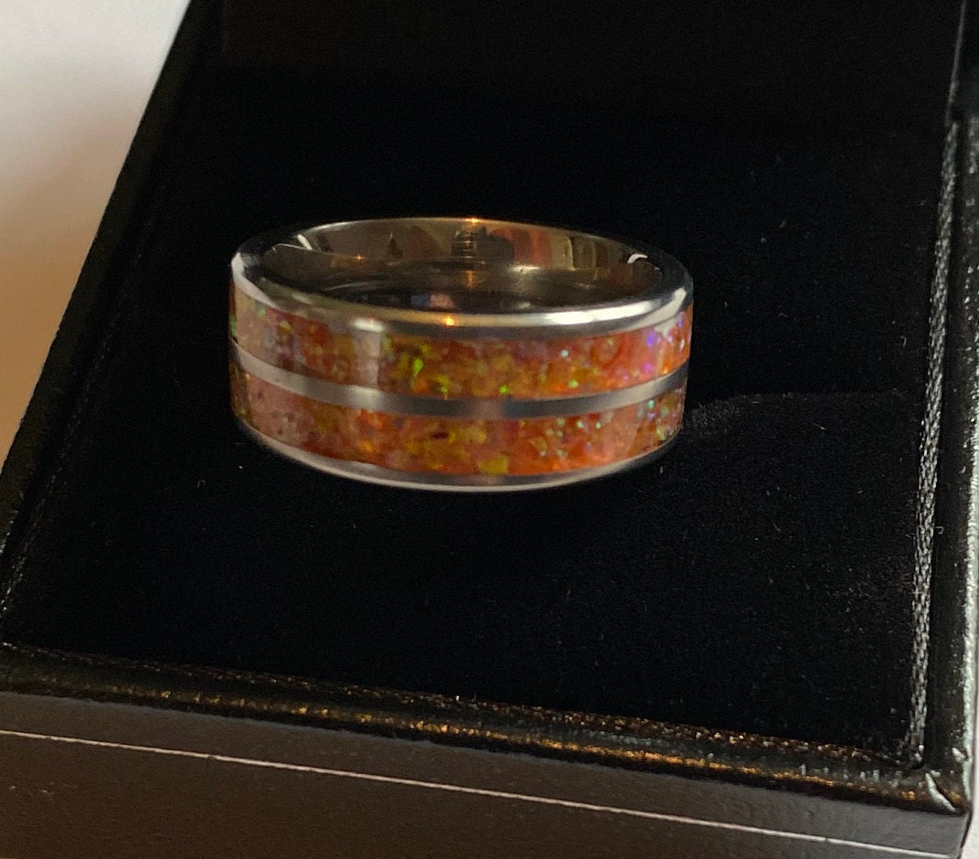 Crushed Opal Inlay Ring Etsy