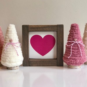 Valentines Yarn Trees - farmhouse home decor; rustic mantle decor; coffee table decor; centerpiece decor; holiday decor