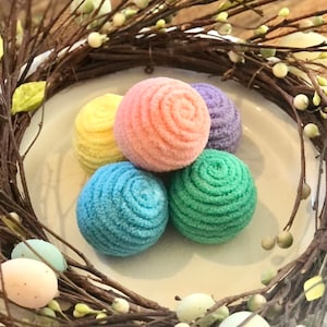 Easter Decor - 5 Decorative Yarn Balls - Pink, Purple, Yellow, Blue, & Green - Bowl Filler; Basket Filler; Vase Fillers