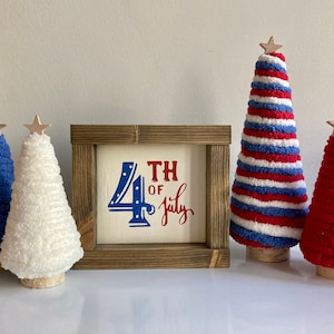 Patriotic Yarn Tree - farmhouse home decor; rustic mantle decor; coffee table decor; centerpiece decor; holiday decor