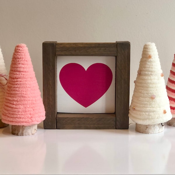 Valentines Yarn Trees - farmhouse home decor; rustic mantle decor; coffee table decor; centerpiece decor; holiday decor