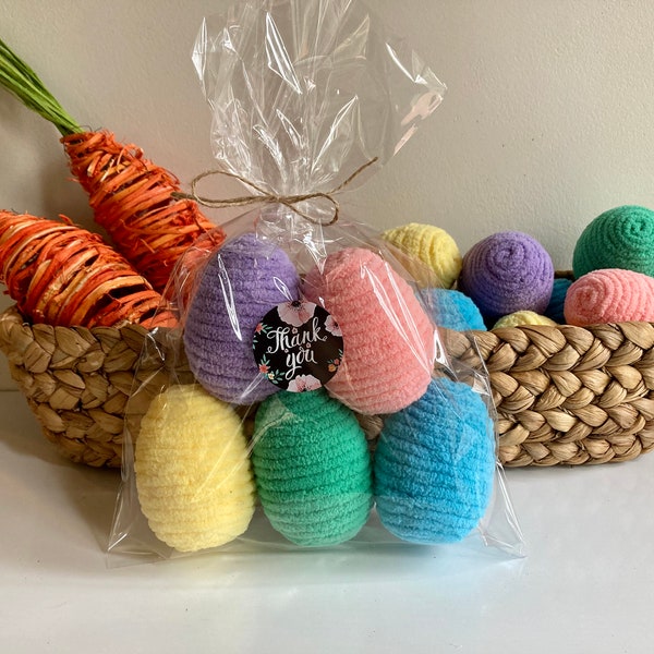 Easter Decor - 5 Decorative Yarn Eggs - Pink, Purple, Yellow, Blue, & Green - Bowl Filler; Basket Filler; Vase Fillers