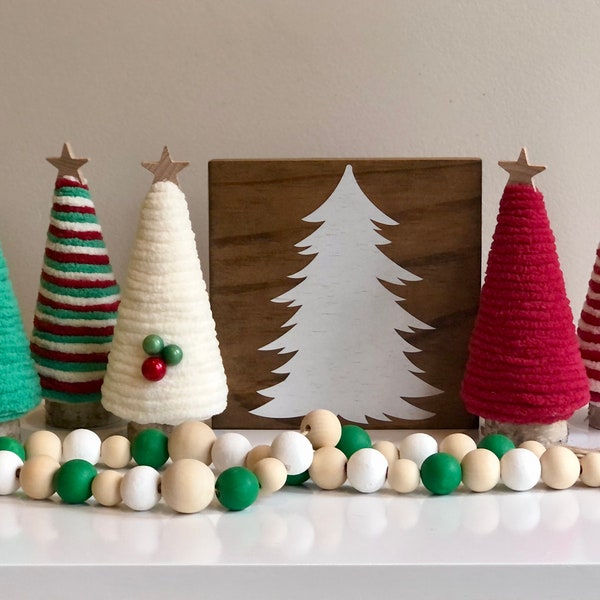 Yarn Tree - farmhouse home decor; rustic mantle decor; coffee table decor; centerpiece decor; holiday decor