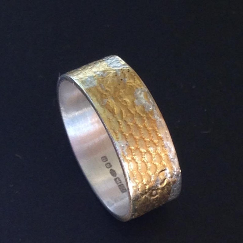 Keumboo Silver Ring With Gold Foil Etsy