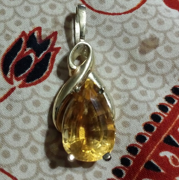 14k gold huge citrine pendant