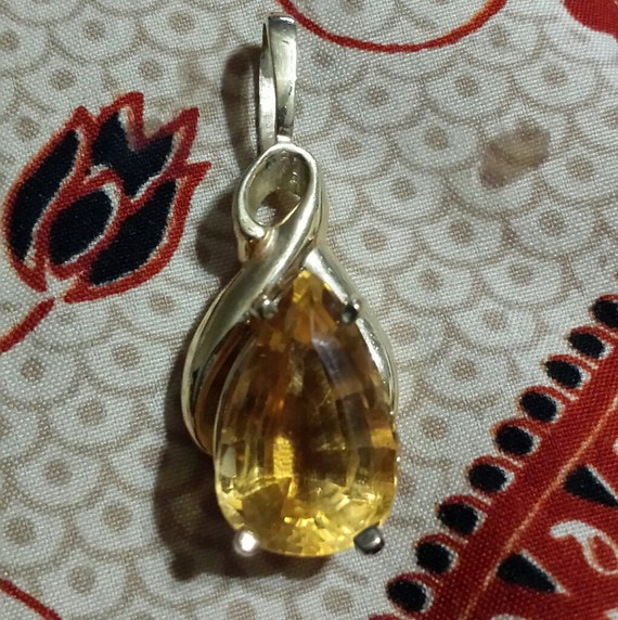 14k gold huge citrine pendant