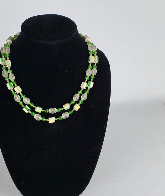 Multi-Strand Beaded Necklace, Double Strand Beade… - image 1