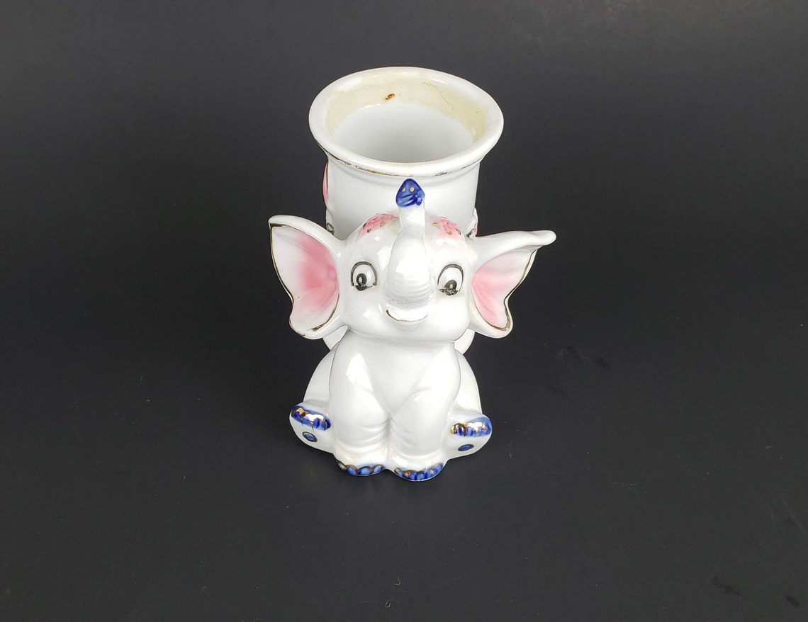 Elephant Bud Vase White Elephant Vase Lucky Elephant White Etsy