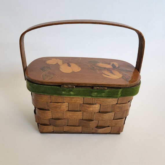 Vintage Handbag, Decoupage Wooden Basket Handbag,… - image 3