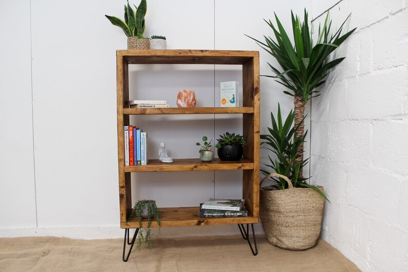 Rustic Bookcase with Industrial Hairpin Legs Reclaimed Etsy