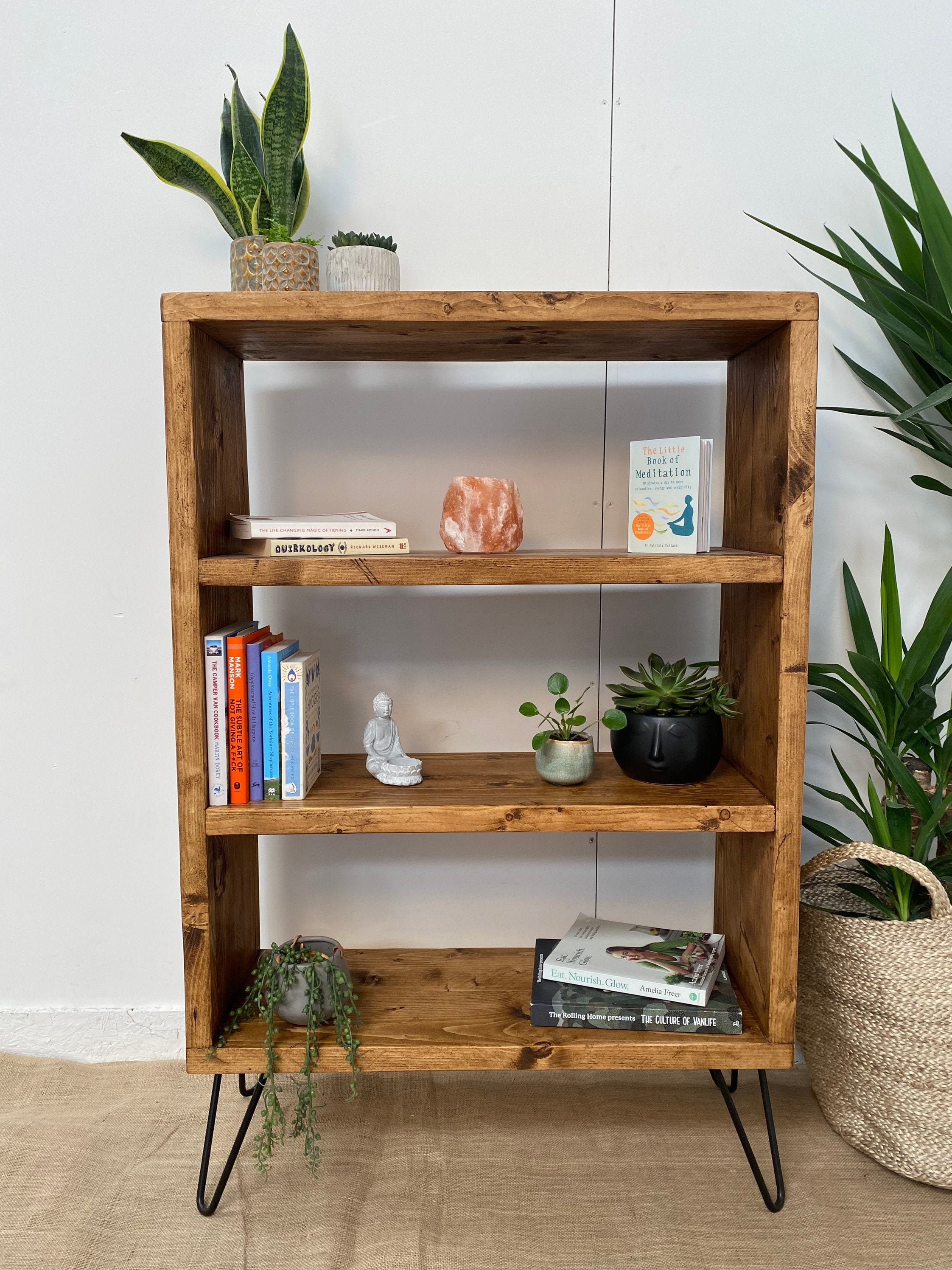 Rustic Bookcase With Industrial Hairpin Legs Reclaimed Etsy