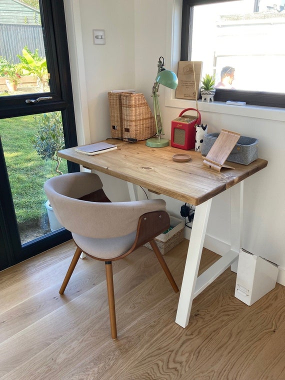 Rustic Desk With A Frame Legs WFH Industrial Desk Scaffold Boards