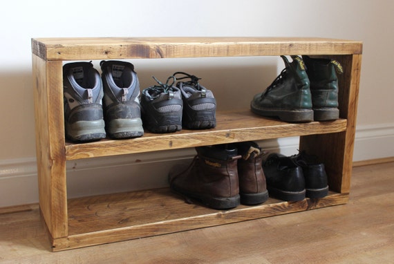 Rustic Shoe Rack Large Wooden Shoe Rack Chunky Shoe Storage Wood Shoe Rack  Large Boot Rack Shoe Rack Bench 