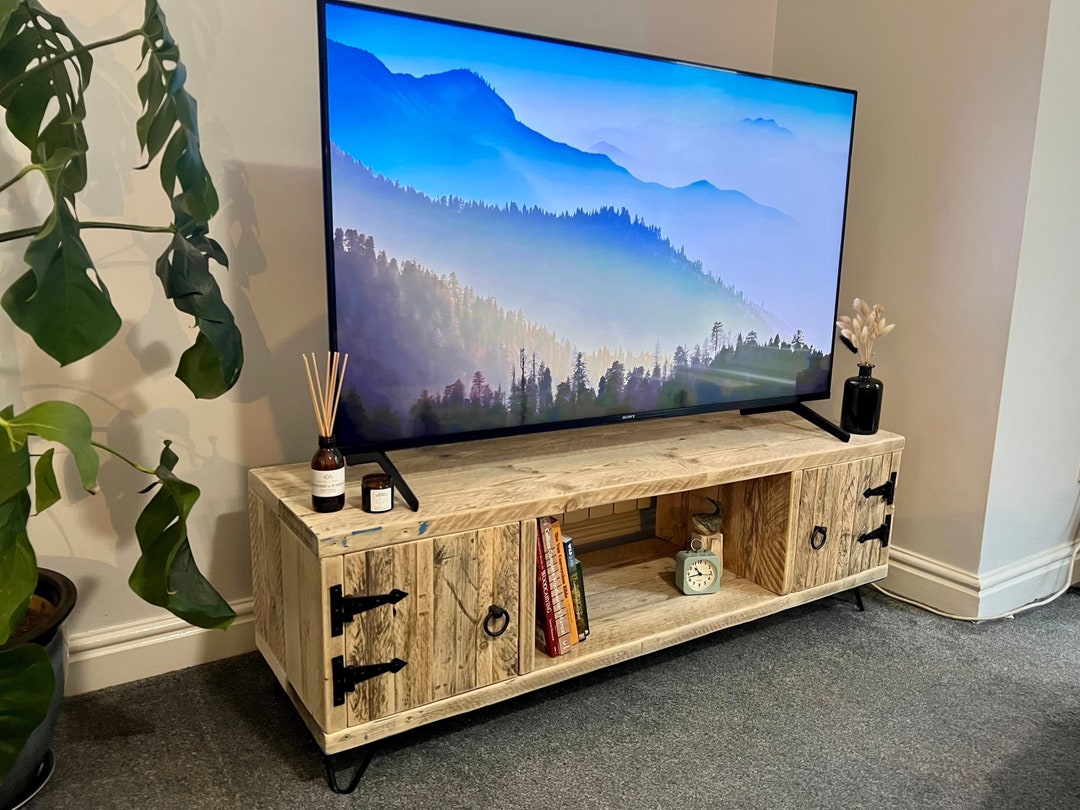 Wooden TV Unit Sustainable Materials Reclaimed TV Stand Large TV Unit