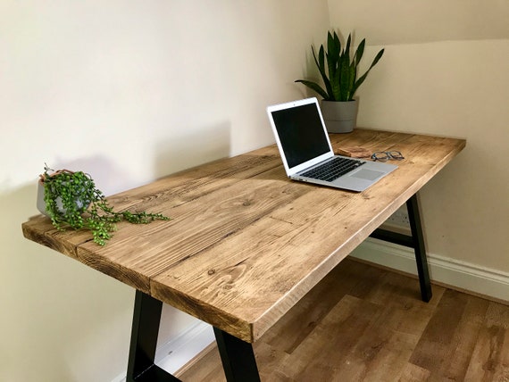 Rustic Desk With A Frame Legs Wfh, Rustic Wooden Desk Uk