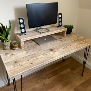 Rustic Desk for Home Office Desk White Legs Steel Legs Reclaimed Desk Wood Desk With Shelf Gaming Desk With Tray Add on Cable Management