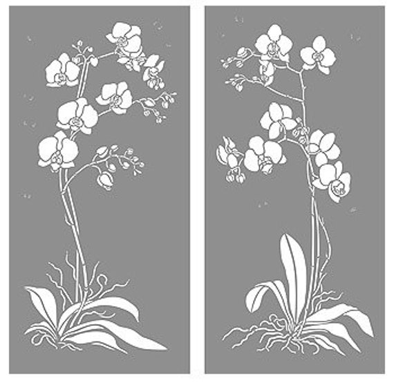 LARGE Pair of Orchid Flower Stencils © - Etsy