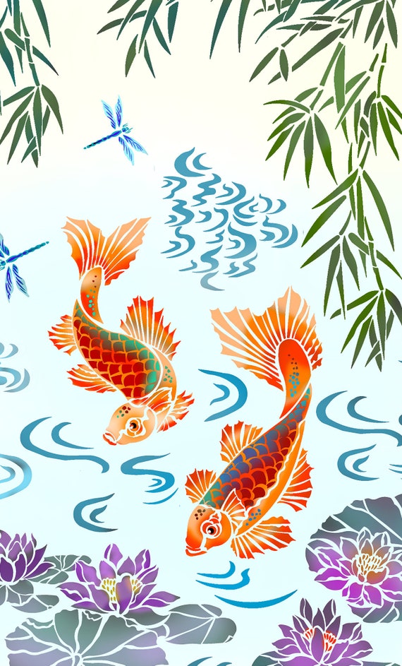 Koi Karpfen Fisch Große Wand Schablone