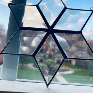 Stained glass sun catcher, sun catchers, beveled glass, window hanging, prism, stained glass star, quilt star, beveled diamonds, ornament