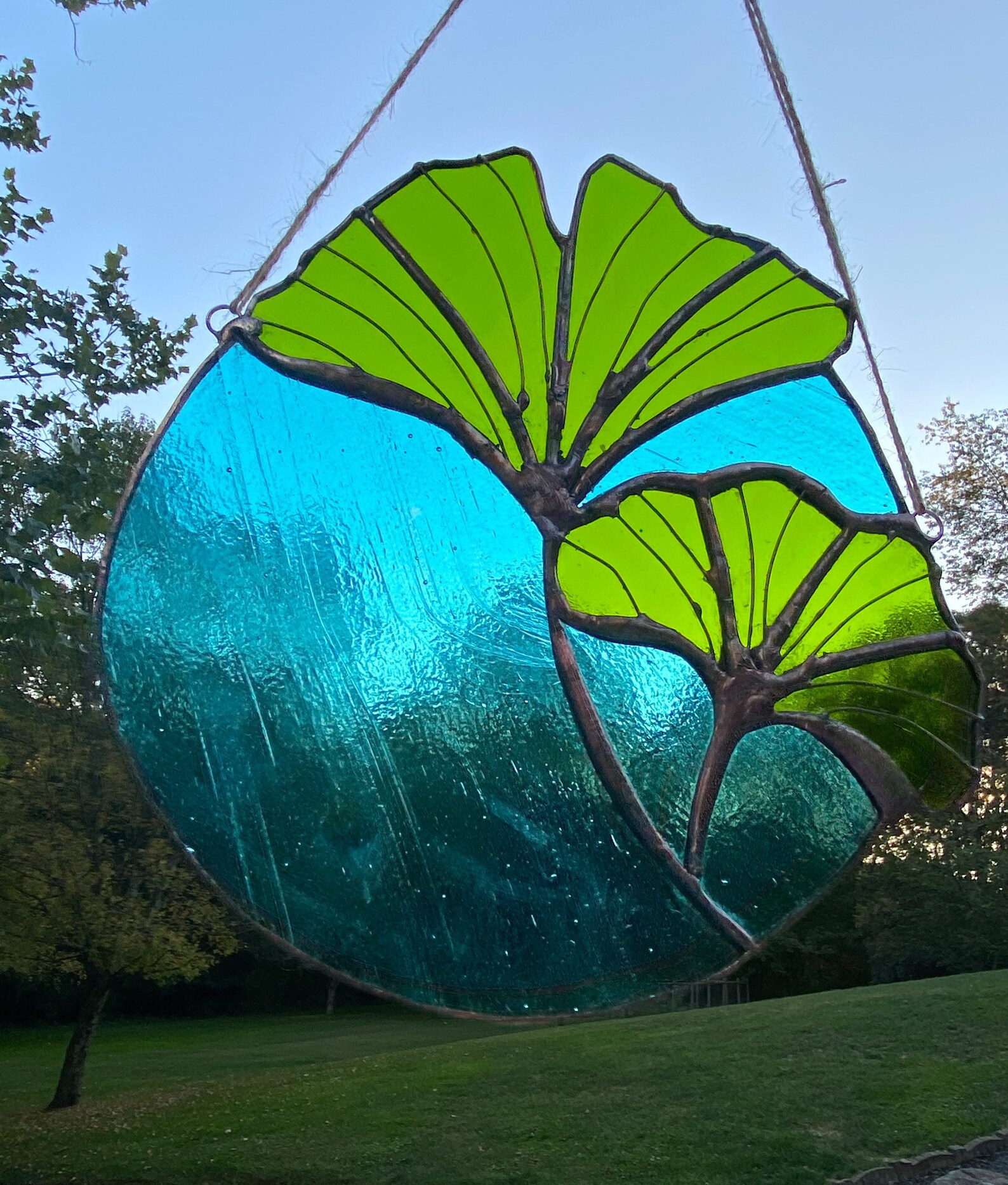 Ginkgo Leaf Sun Catcher Suncatcher Stained Glass Window Etsy