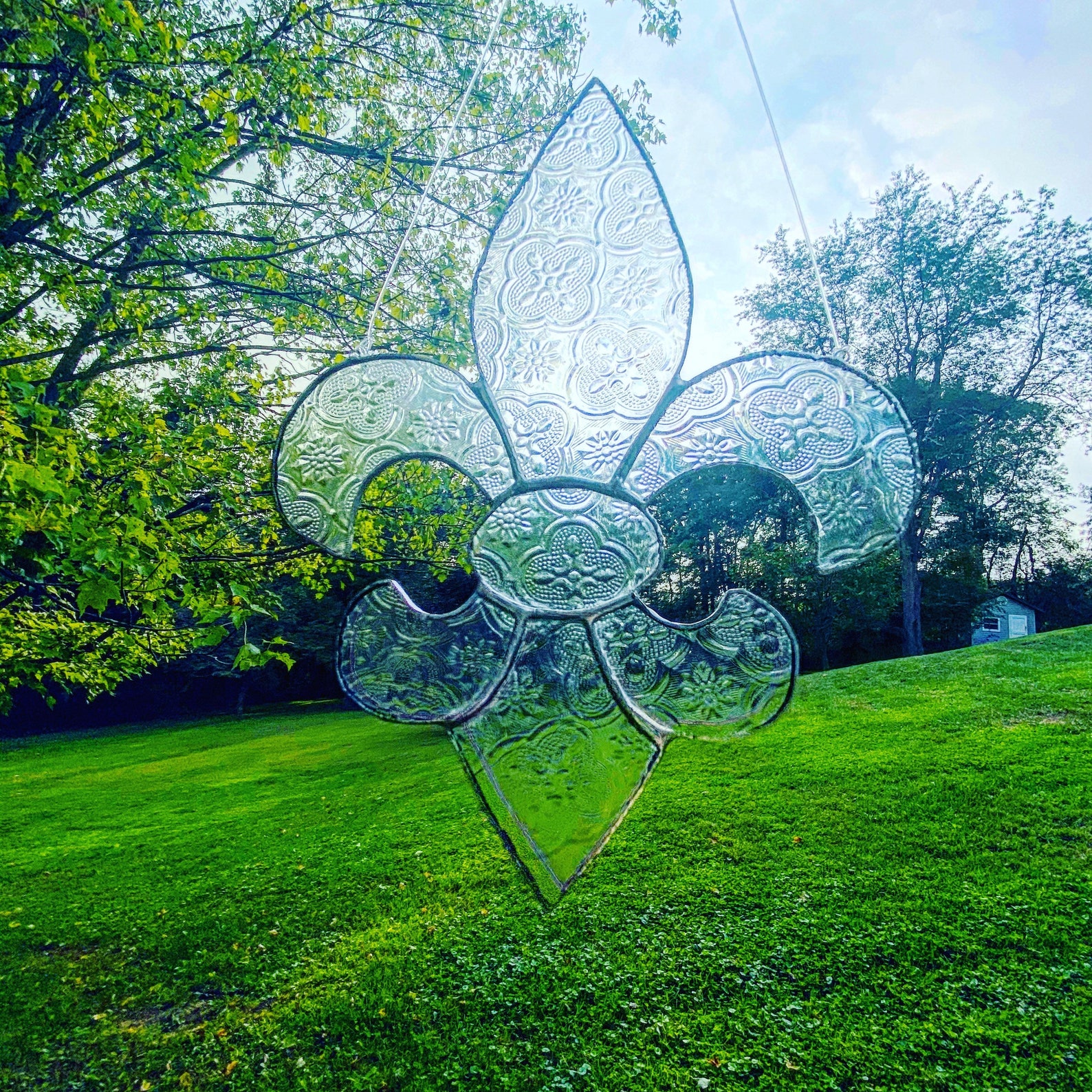 Stained Glass Fleur De Lis Stained Glass Suncatcher Fleur De Etsy