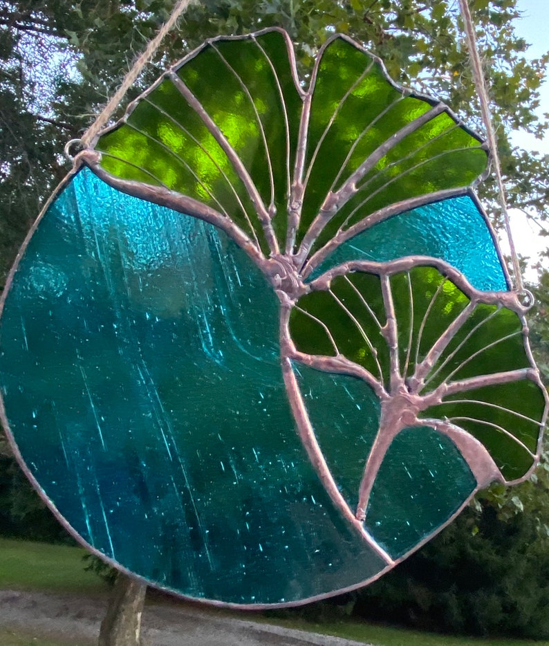 Ginkgo Leaf Sun Catcher Suncatcher Stained Glass Window Etsy