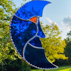 Stained Glass Moon Suncatcher, Man on the Moon, Stained Glass Moon Phase, Moon Art, Astrological Art, Triple Moon Goddess, Window Hangings