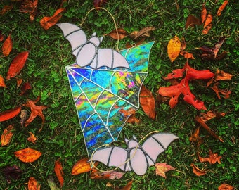 Stained Glass Bats, Bat Decor, Halloween Decor, Stained Glass Sun Catchers, Window Hangings, Spooky Decor, Witch Decor, Bat Decor, Whimsy