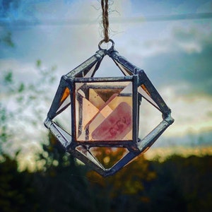 Geodesic Ornament Geometric Glass Ornament Stained Glass Christmas Decoration Glass Work Window Hanging Suncatcher Beveled Glass